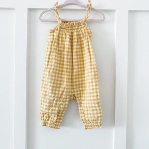 Yellow Plaid Romper Long Baby Gap Size 3-6 Months